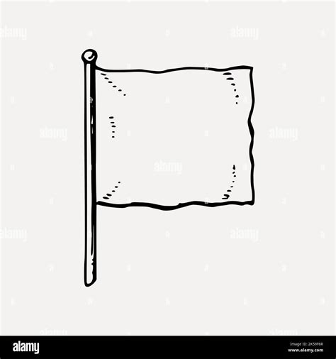 Blank Flag Clipart Black And White Illustration Vector Stock Vector