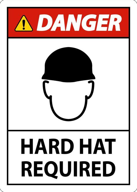 Danger Hard Hat Required Sign On White Background Vector Art