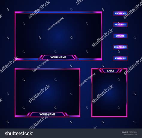 Overlay Set Template Live Streamer Game Stock Vector (Royalty Free ...