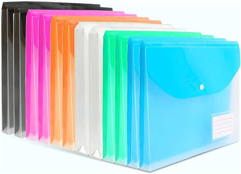 TOOELMON A4 Plastic Wallets 12 Pack A4 Folders Wallets Plastic Document ...