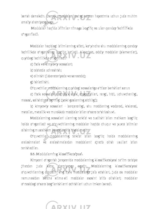 Kimyo Oquv Kursidan Dars Berish Metodikasining Asoslari Kimyo