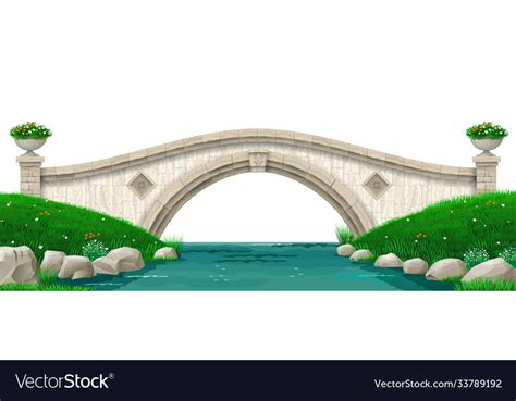 Old Stone Bridge Over Stream Royalty Free Vector Image