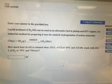 Solved Liquid Methanol Ch Oh Can Be Used As An Chegg