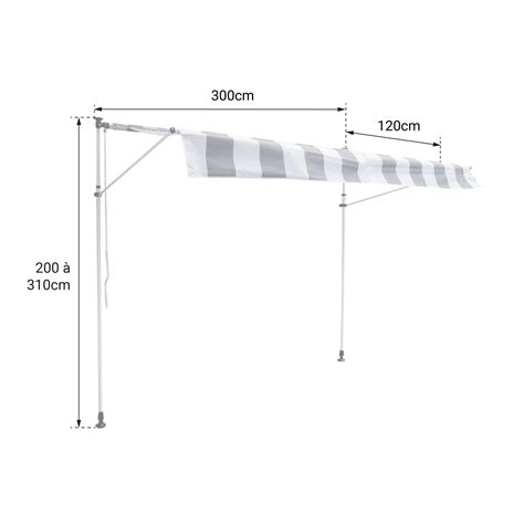 Tenda Da Balcone Chene M Tessuto A Righe Bianco Grigio E