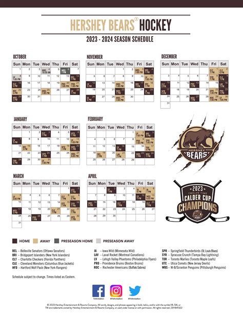 Hershey Bears Schedule 2024 - Debor Eugenia