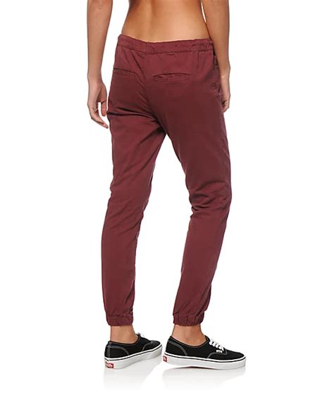 Trillium Burgundy Twill Drawstring Jogger Pants Zumiez