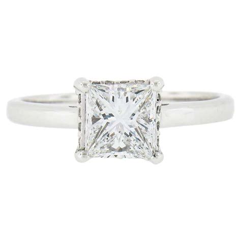 Hidden Halo Diamond Engagement Ring Princess Cut D Color Gia For Sale At 1stdibs Princess Cut