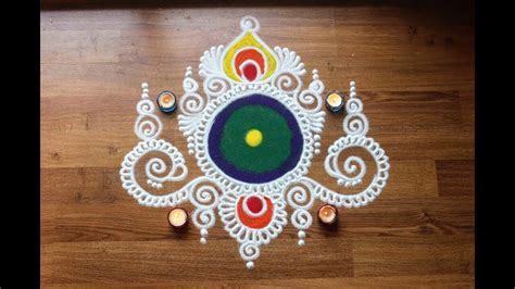 Simple Freehand Diwali Special Rangoli Designs With Colours Diwali