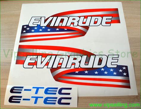 Evinrude US Flag Outboards Motor Decals Set Nice Look