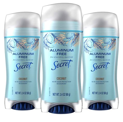 Secret Aluminum Free Deodorant Coconut Scent Pack Of 3