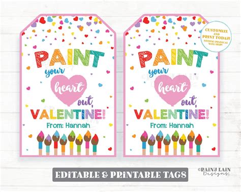 Paint Your Heart Out Valentine Tag Paint Brush Valentines Day T