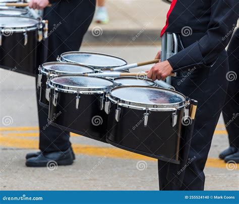 Snare Drum of a Marching Band Drum Line Warming Up for a Parade Stock Photo - Image of hands ...