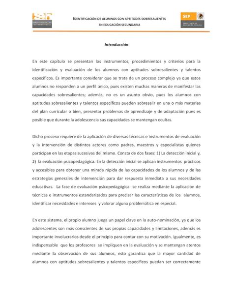 Pdf Identificaci N De Alumnos Con Aptitudes Sobresalientes En