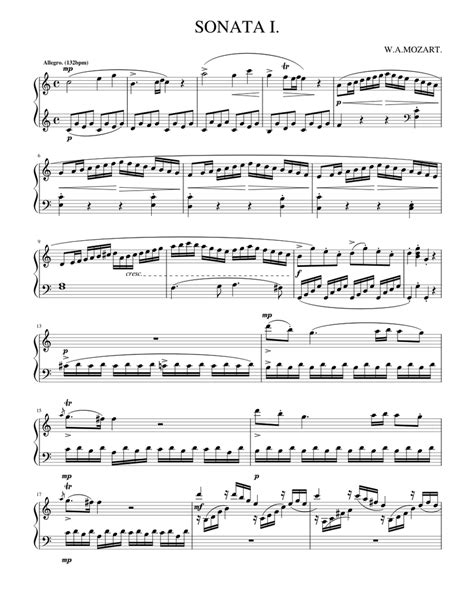 Sonata N º 16 In C Major K545 First Movement Sheet Music For Piano