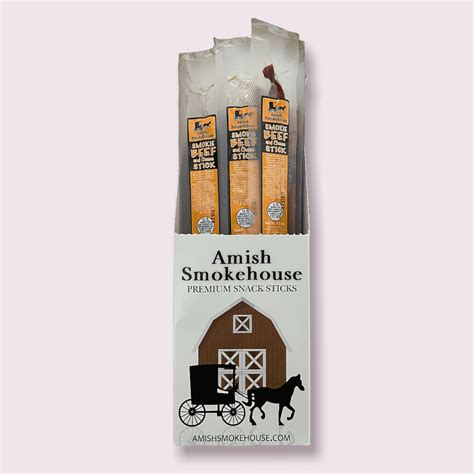 Beef & Cheese Beef Sticks 21 Ct. Individually Wrapped - Amish Smoke House