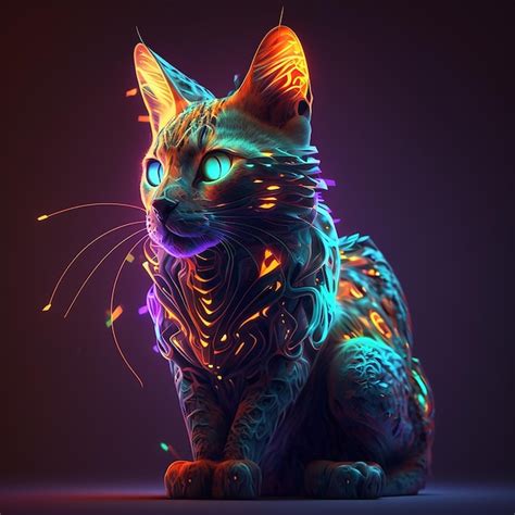 Premium AI Image | Neon cat blue nature animal Generative AI