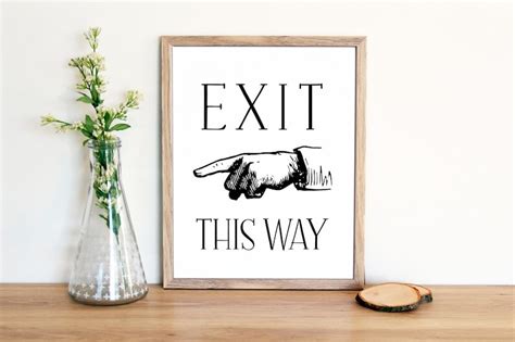 Exit This Way PRINTABLE Poster Exit Sign Dorm Decor Finger - Etsy