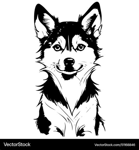 Alaskan Klee Kai Sitting Drawing Realistic Vector Image