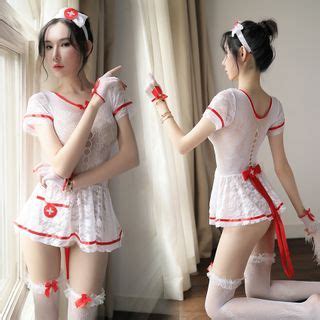 Cornflence Lace Nurse Lingerie Costume Set YesStyle