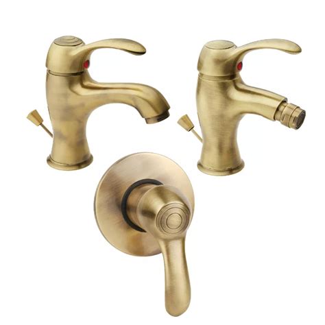 Set Completo Miscelatori Lavabo Bidet E Incasso Doccia Retr In Ottone