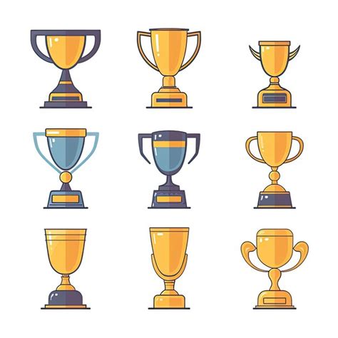 Premium Ai Image Trophy Cup Icons Set Flat Illustration Of Trophy Cup