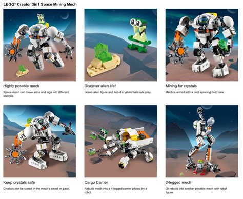 Lego Creator 3 In 1 Space Mining Mech Space Robot Toy 31115 Iwoot Uk