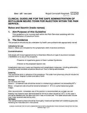 Fillable Online Rcht Nhs Botulinum Neuro Toxin For Injection