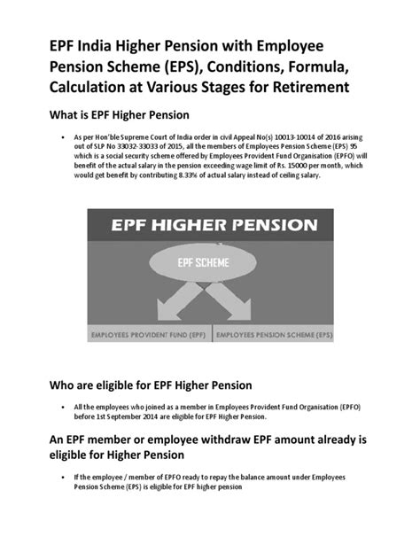 Epf India Higher Pension With Employee Pension Scheme Eps Conditions