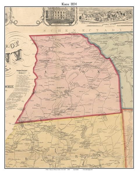 Knox 1854 Old Town Map With Homeowner Names New York Reprint Etsy