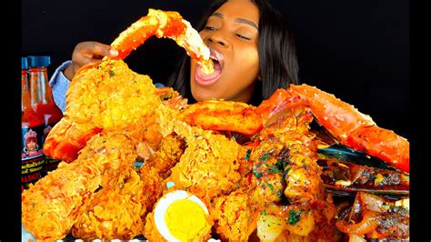 Asmr Mukbang King Crab Seafood Boil Fried Chicken Smackalicious