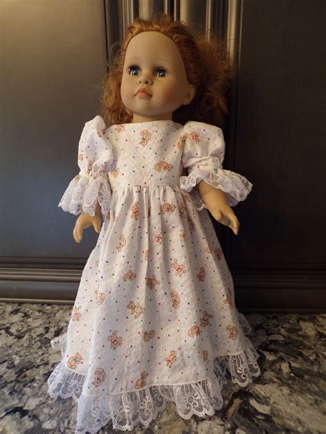 18 Doll Plisse Nightgown With Teddy Bear Fabric Etsy