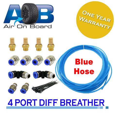 Diff Breather Kit 104B Universal 4 Port Blue Hose Without Mounting