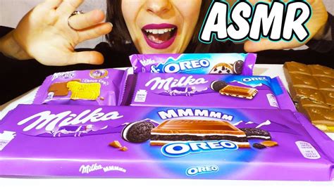 Asmr Milka Oreo Chocolate Bars Party Crunchy Eating Sounds No Talking