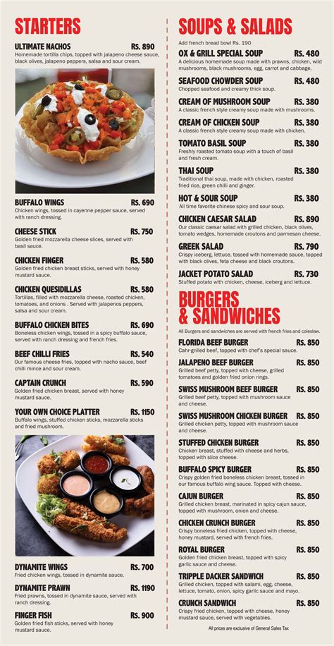 Ox Grill Steakhouse Restaurant Menu Islamabad Read 2024 Updated Ox