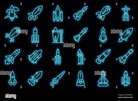 Spacecraft Launch Icons Set Outline Set Of Spacecraft Launch Vector