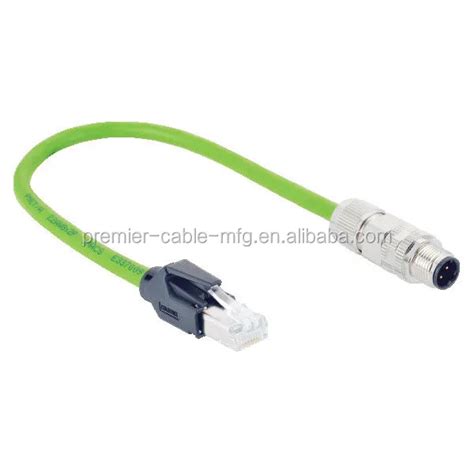 M12 4 Pin Profinet Rj45 Connector 8p8c Male Plug Uv Resistant With