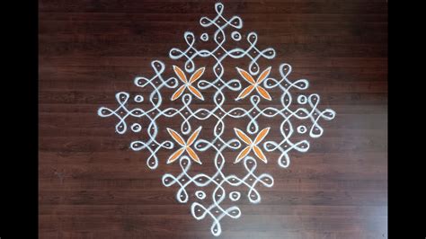 NELIVU KOLAM WITH 15 X 1 DOTS Kolam Easy Sikku Kolam Melika Muggulu