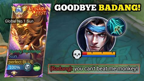 GLOBAL SUN RECOMMENDED BUILD AND EMBLEM SUN VS BADANG MLBB YouTube