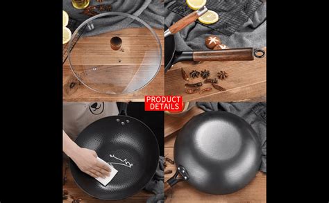 Amazon Royal Tag Inch Carbon Steel Wok Pan With Lids Glass