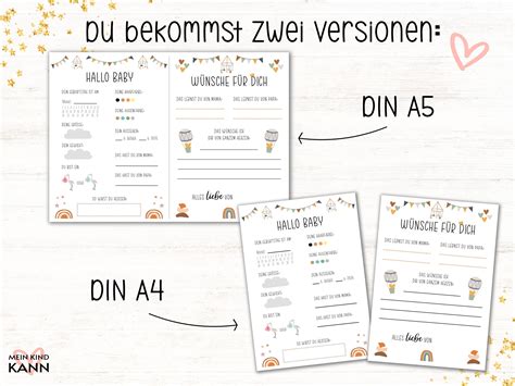 Babyparty Spiel Boho PDF Wünsche Baby Babyshower Regenbogen Karte