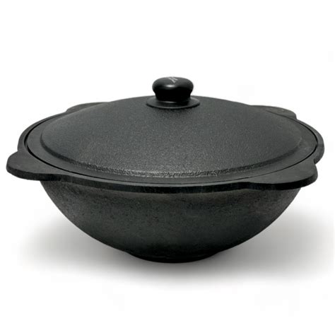 Cast Iron Asian Namangan Cauldron Kazan With Aluminum Lid