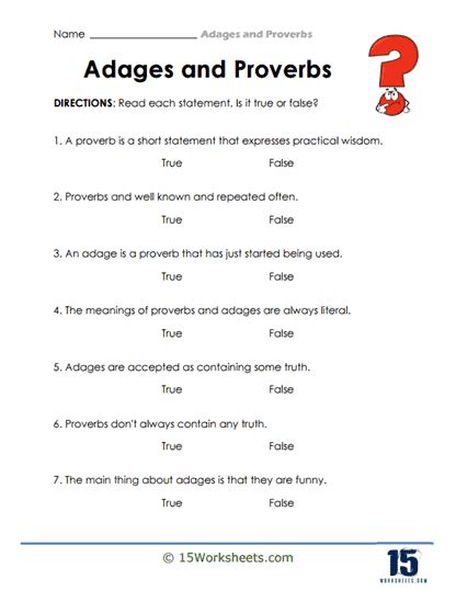 Adages And Proverbs Worksheets 15