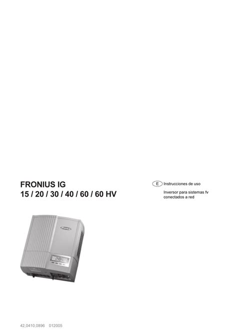 Fronius IG 40 Instrucciones de operación Manualzz