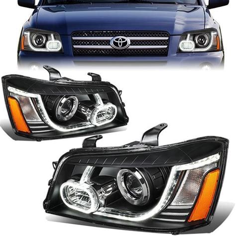 D Motoring 01 07 Toyota Highlander Headlights 3d Led Drl Running Strip Clear Lens