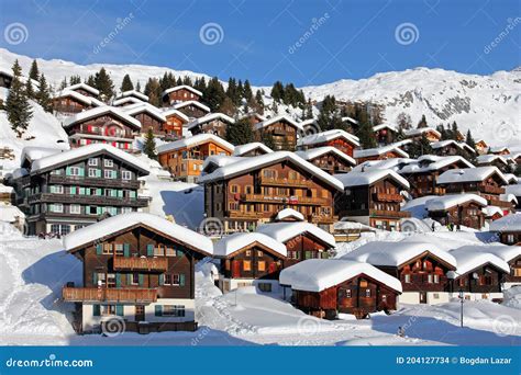 Winter Resort In Swiss Alps - Bettmeralp, Switzerland Editorial Image ...