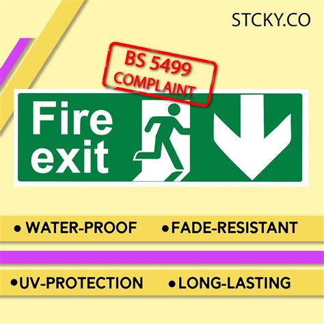 Stcky Fire Exit Sign 30cm X 10cm Ideal Sized Fire Ubuy India