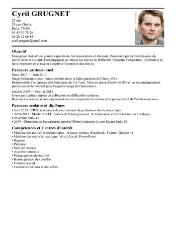 Exemple De Cv Enseignant