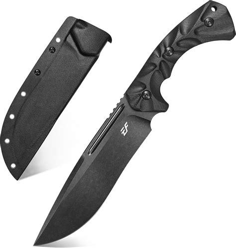 EF145 13 Length Fixed Blade Knife 2 Width DC53 Steel Black Stone Wash