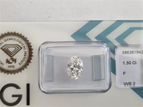 1 Pcs Diamant 1 50 Ct Brillant Oval F VVS2 Catawiki