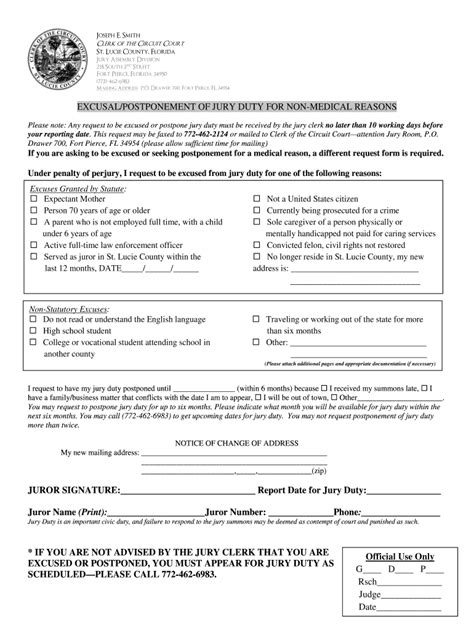 Jury Duty Work Form